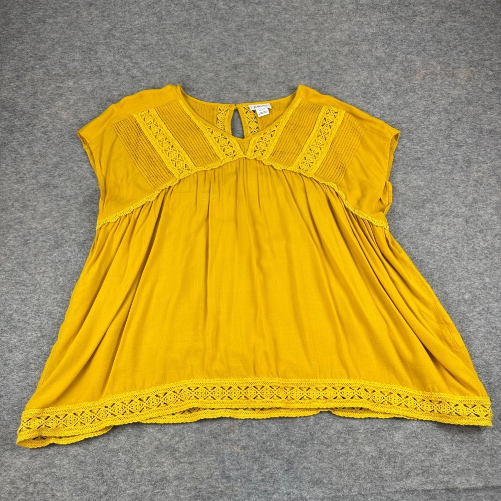Ariat Shindig Shirt Crochet Rayon Yellow Womens XL